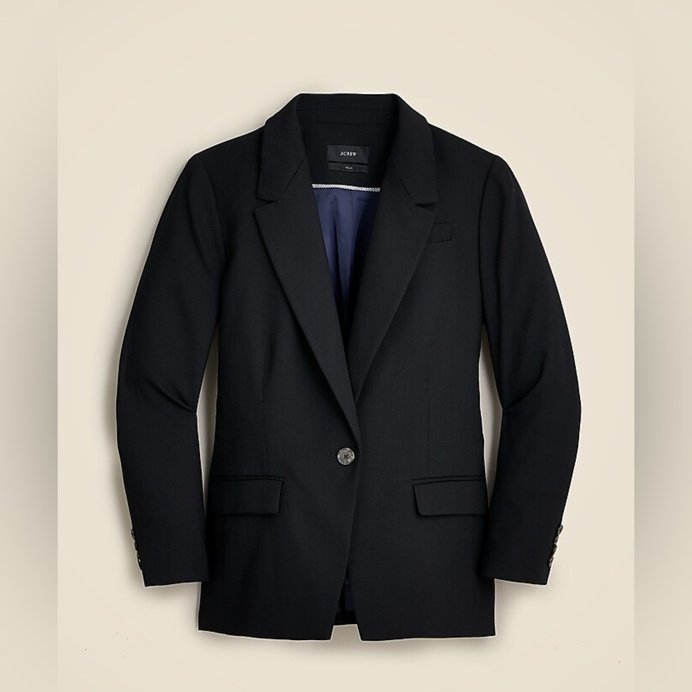 J. Crew Willa Blazer in Italian Wool Blend, Black, Size 8, NWT